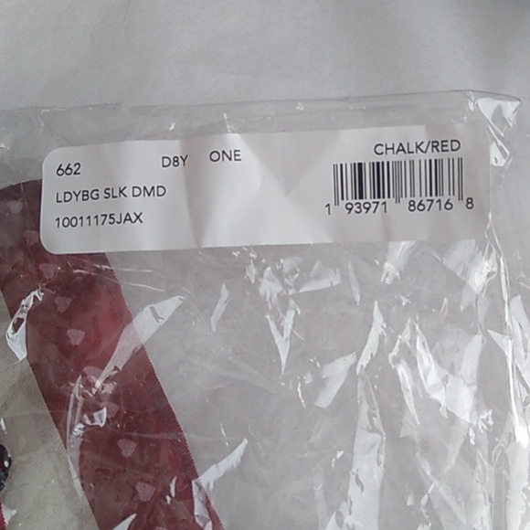 Coach 662 Ladybug Print Silk Diamond Scarf, Chalk/Red - Picture 3 of 8